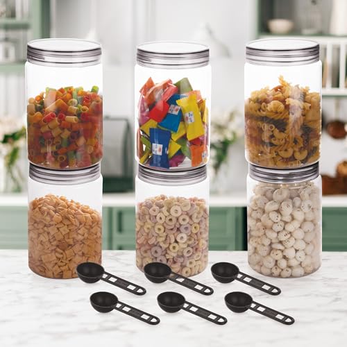 Homeor Plastic Storage Jar & Containers With Spoon, Airtight & BPA Free Containers for Kitchen Storage, Grocery Kitchen Container, Multipurpose Jar, Fridge Storage Container, 2000 ML Set 6, Black - Image 3