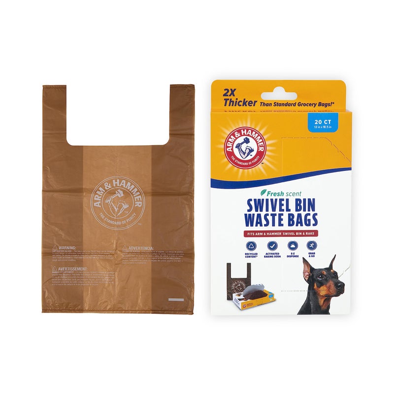 Arm & Hammer Heavy Duty Pet Waste Bags for Swivel Bin & Rake Dog Pooper Scooper, 20 Count Refill Bags (Packaging May Vary) - Image 1