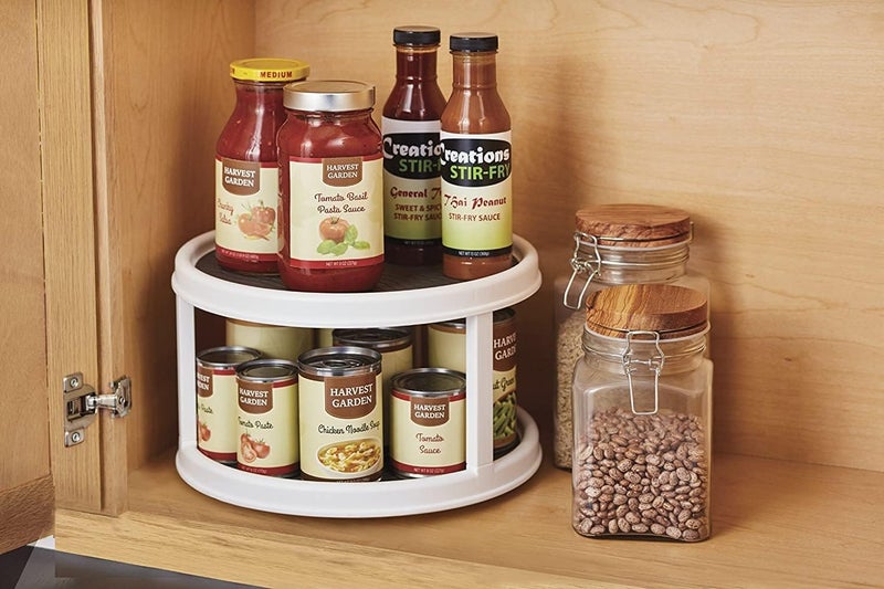 2-Layer 360° Rotating Organizer Tray Multi- Function Rotating Tray/Kitchen Organizer/Cosmetics Organize (Gray).2025  - Image 5