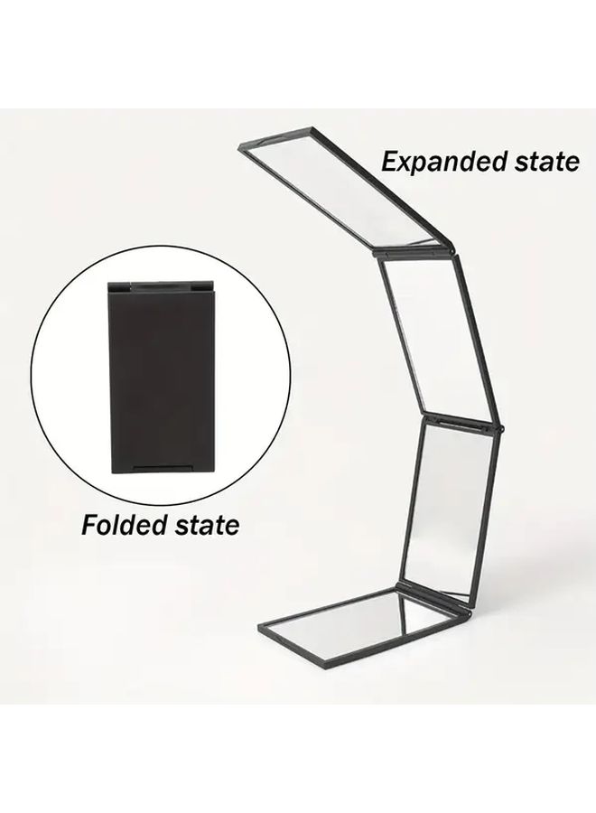 Black Portable Folding Hand Mirror 360 Degree 4 Sided Compact For Travel Makeup - Image 3
