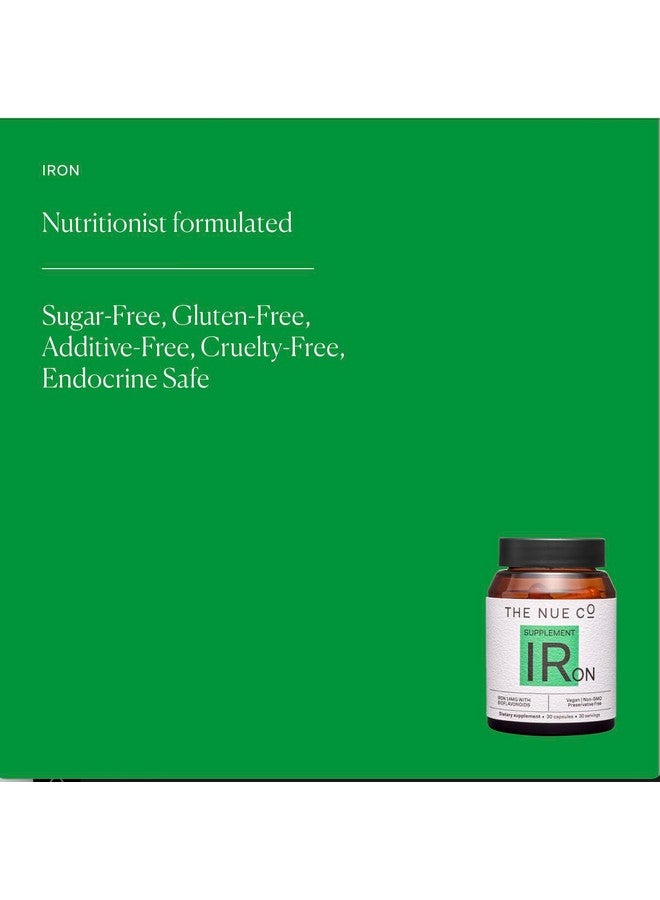 The Nue Co. Iron Supplement, Supports Energy, Recovery, Immunity, Vegan, Gluten Free, 30 Capsules - Image 3