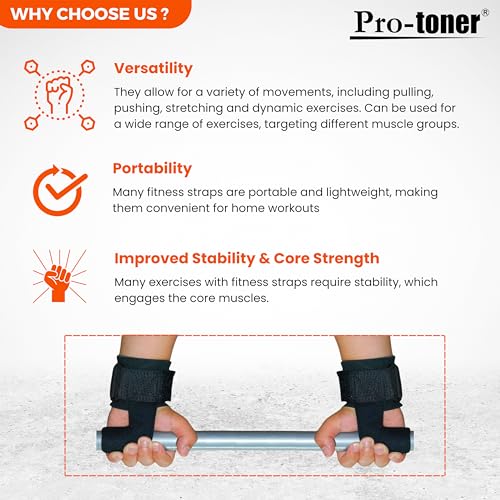 Protoner WTA-06 Weight Straps with Cushioned Wrist Support for Hand bar - Image 5