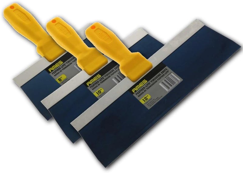AMES Strong Handle Blue Steel Drywall Taping Knife Set 8"-10"-12" - Image 1