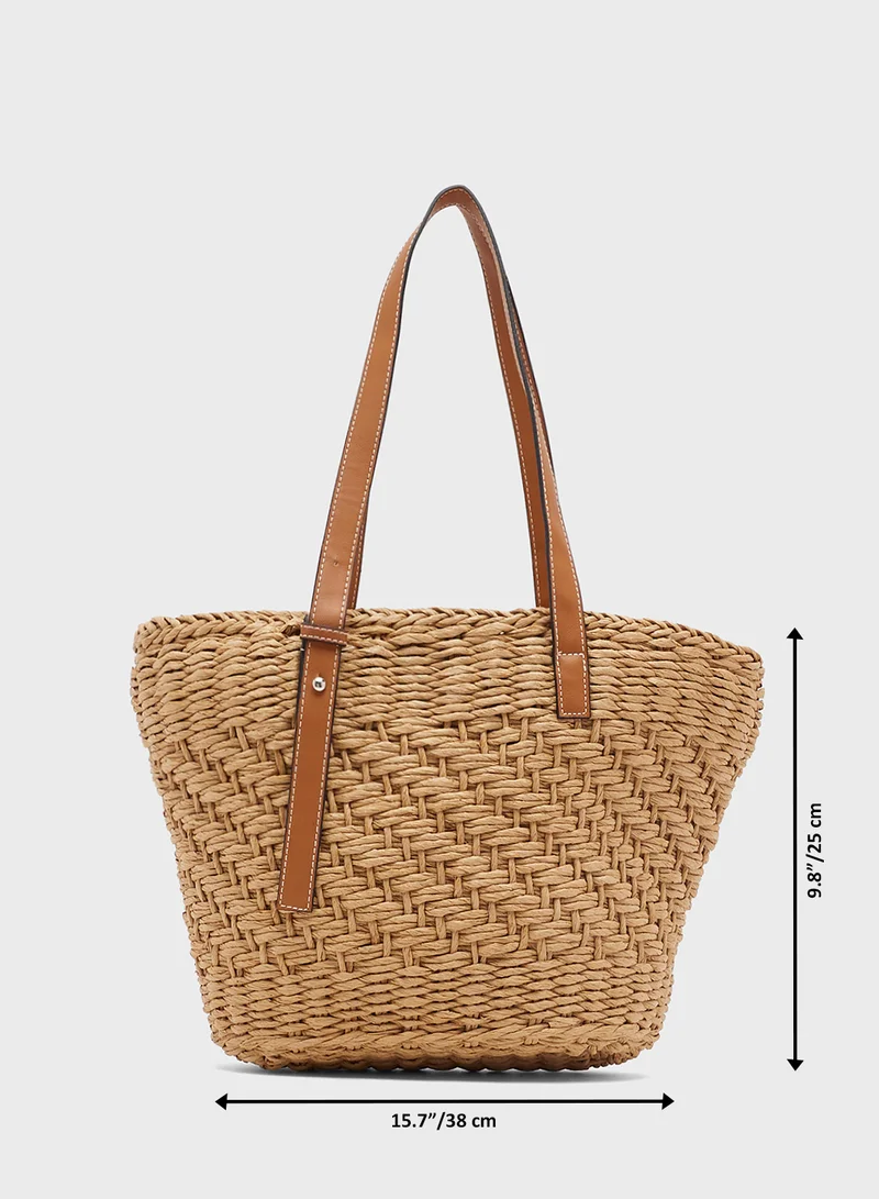 Ginger Raffia Woven Structured Tote