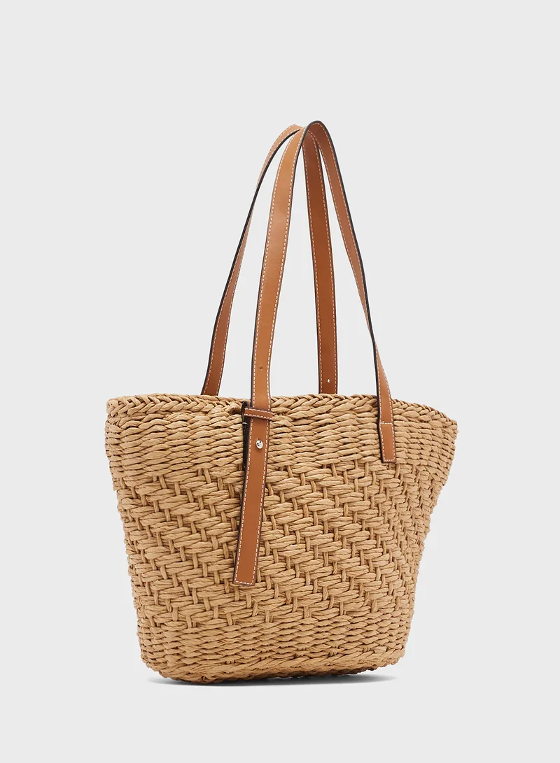 Ginger Raffia Woven Structured Tote