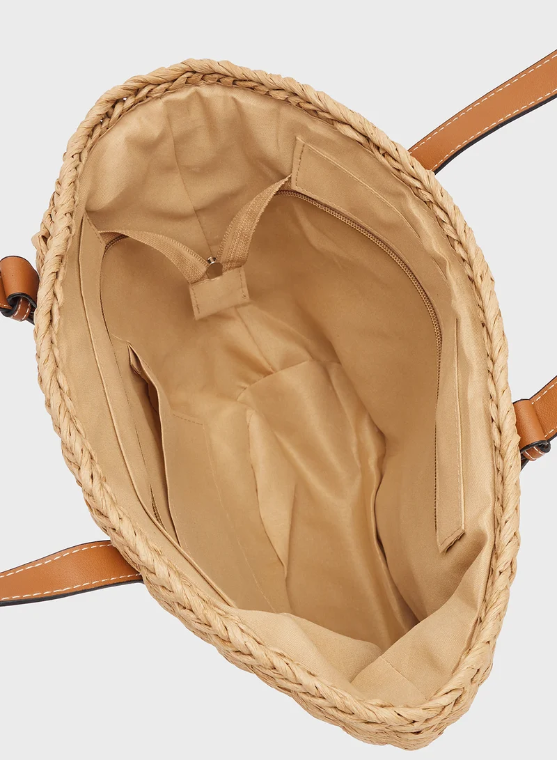 Ginger Raffia Woven Structured Tote