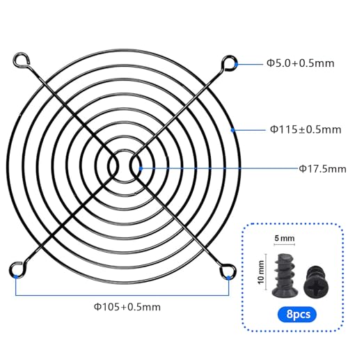 Nivithi 120mm Fan Grill,PC Fan Cover,Black PC Fan Grill Guard,Metal Slivery Black Replacement Screws,for PC Ventilator,2Pack. - Image 2