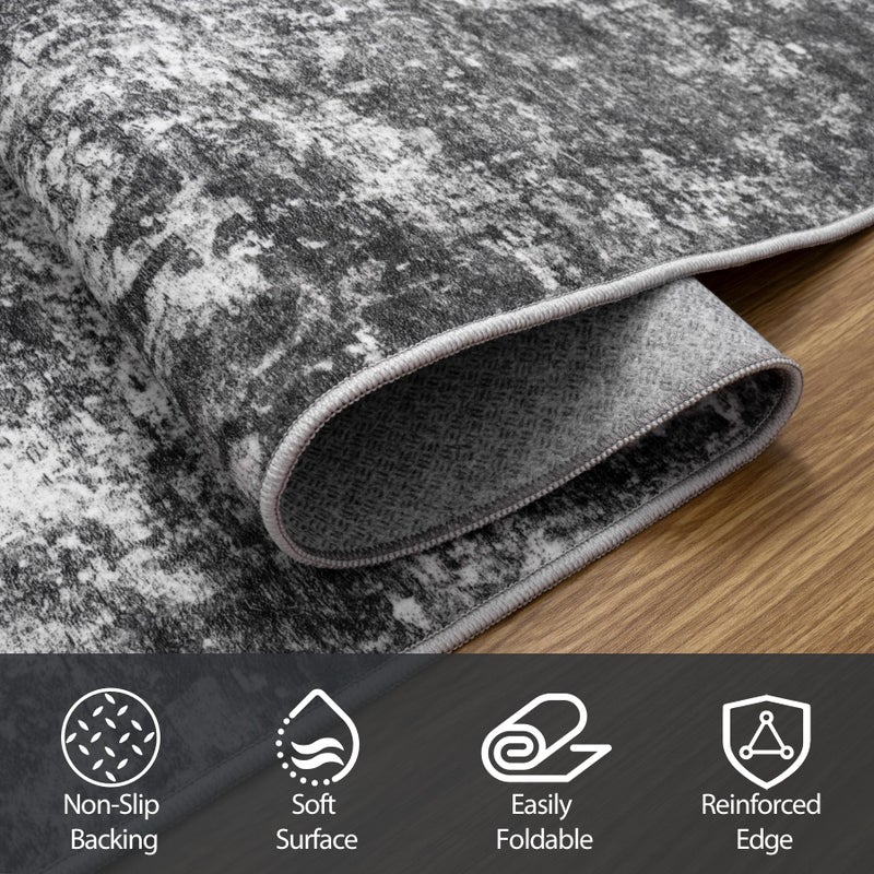 Aelenmu 9x12 Area Rugs for Living Room Rug Washable: Abstract Large Rug for Dining Room Bedroom Carpet Non Slip 9 by 12 Indoor Modern Nursery Home Office Black Grey - Image 3