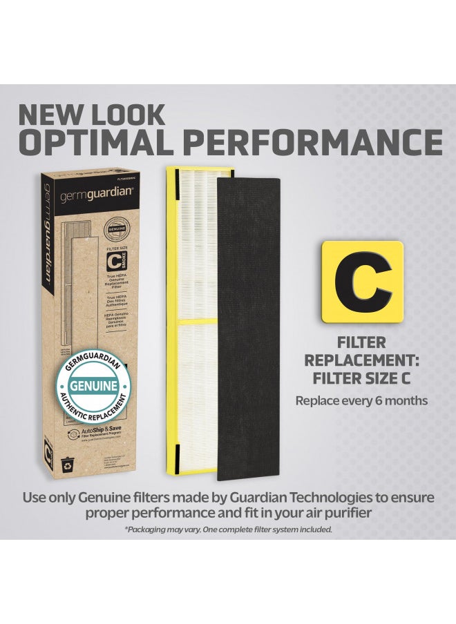Germ Guardian FLT5000 True HEPA Genuine Air Purifier Replacement Filter C for GermGuardian AC5000E, AC5250PT, AC5300B, AC5350B, CDAP5500, and More
