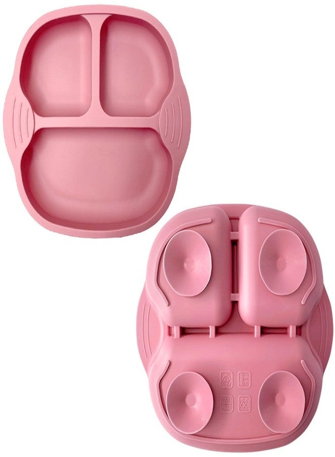 PLENARO Suction Plate for Toddler,Silicone Baby Weaning Set,Non Slip Divided Plates for Baby,Kids Self Feeding,Fit Most High Chair (Baby Dish-A, Pink) - Image 1