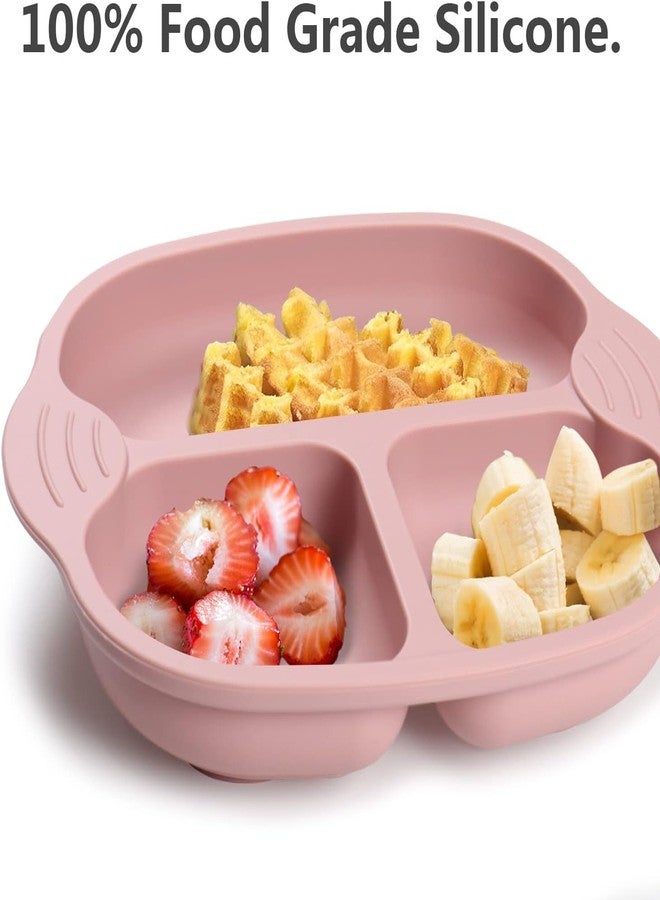 PLENARO Suction Plate for Toddler,Silicone Baby Weaning Set,Non Slip Divided Plates for Baby,Kids Self Feeding,Fit Most High Chair (Baby Dish-A, Pink) - Image 4