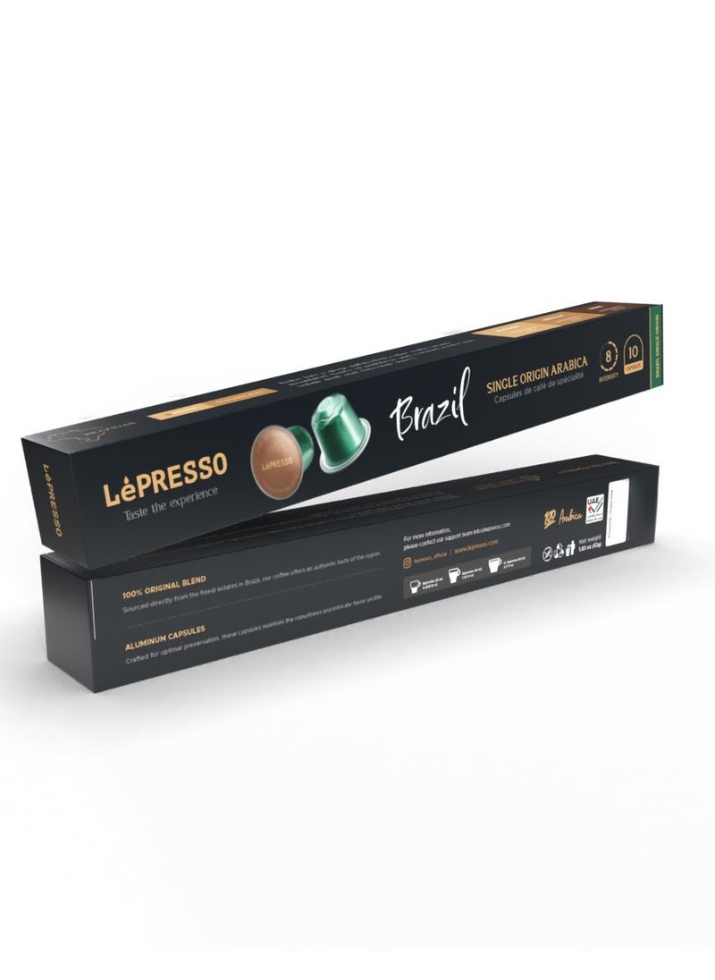 LePRESSO Aluminum capsules for Nespresso 100% Arabica 10pc/ Brazil origin blend/ Single Origin Arabica/ 8 Intensity  - Image 5