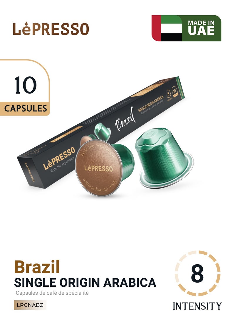 LePRESSO Aluminum capsules for Nespresso 100% Arabica 10pc/ Brazil origin blend/ Single Origin Arabica/ 8 Intensity  - Image 1