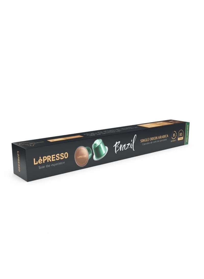 LePRESSO Aluminum capsules for Nespresso 100% Arabica 10pc/ Brazil origin blend/ Single Origin Arabica/ 8 Intensity  - Image 3