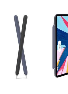Ahastyle AhaStyle Silicone Case for Apple Pencil 2nd Generation & Apple Pencil Pro (2024) Sleeve Skin Ultra Thin Apple Pencil Protective Cover Compatible with Magnetic Charging and Double Tap (Black, Blue)  - Image 1