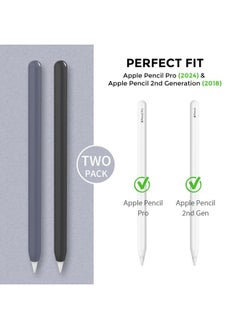 Ahastyle AhaStyle Silicone Case for Apple Pencil 2nd Generation & Apple Pencil Pro (2024) Sleeve Skin Ultra Thin Apple Pencil Protective Cover Compatible with Magnetic Charging and Double Tap (Black, Blue)  - Image 2