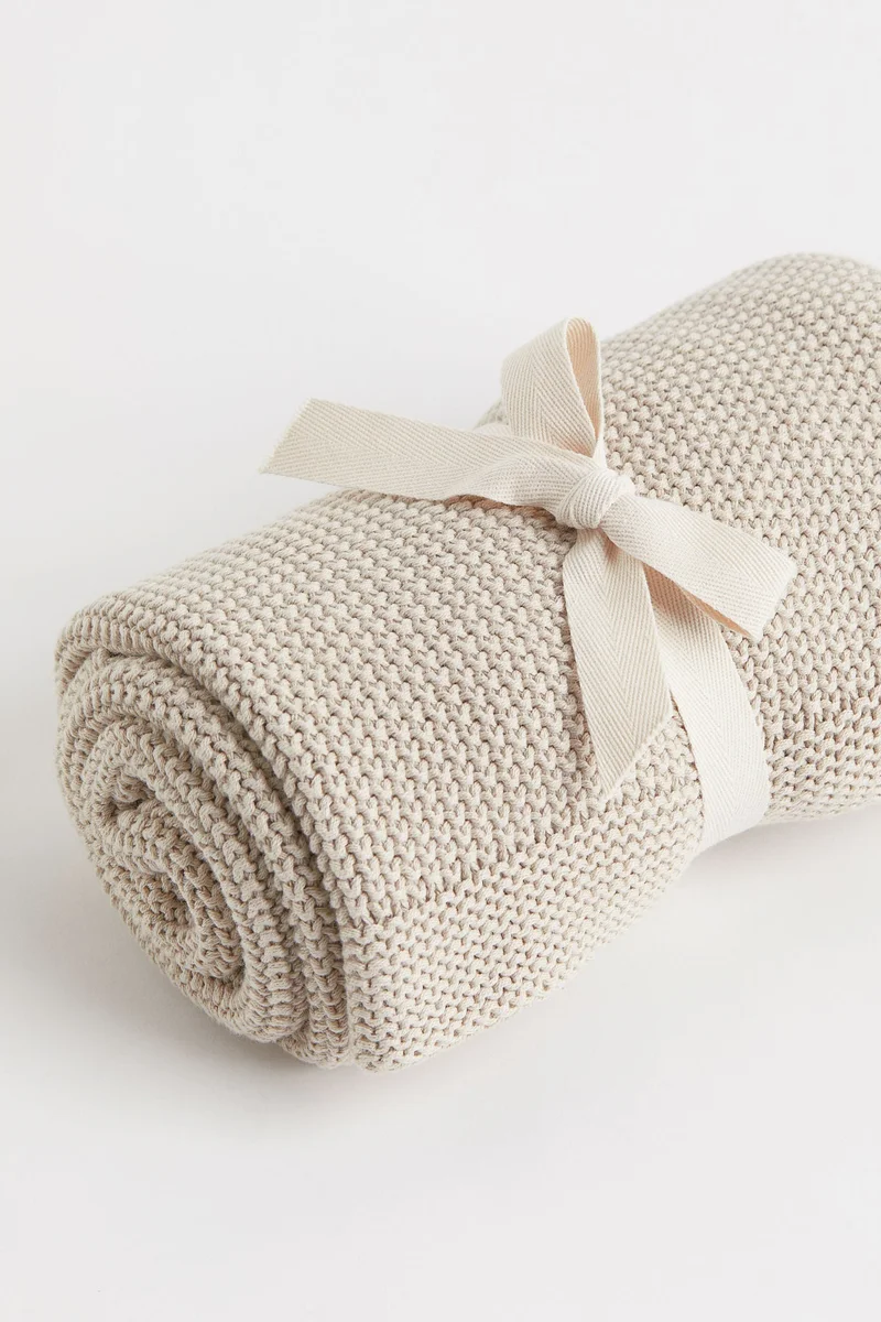اتش اند ام Moss-stitched cotton blanket