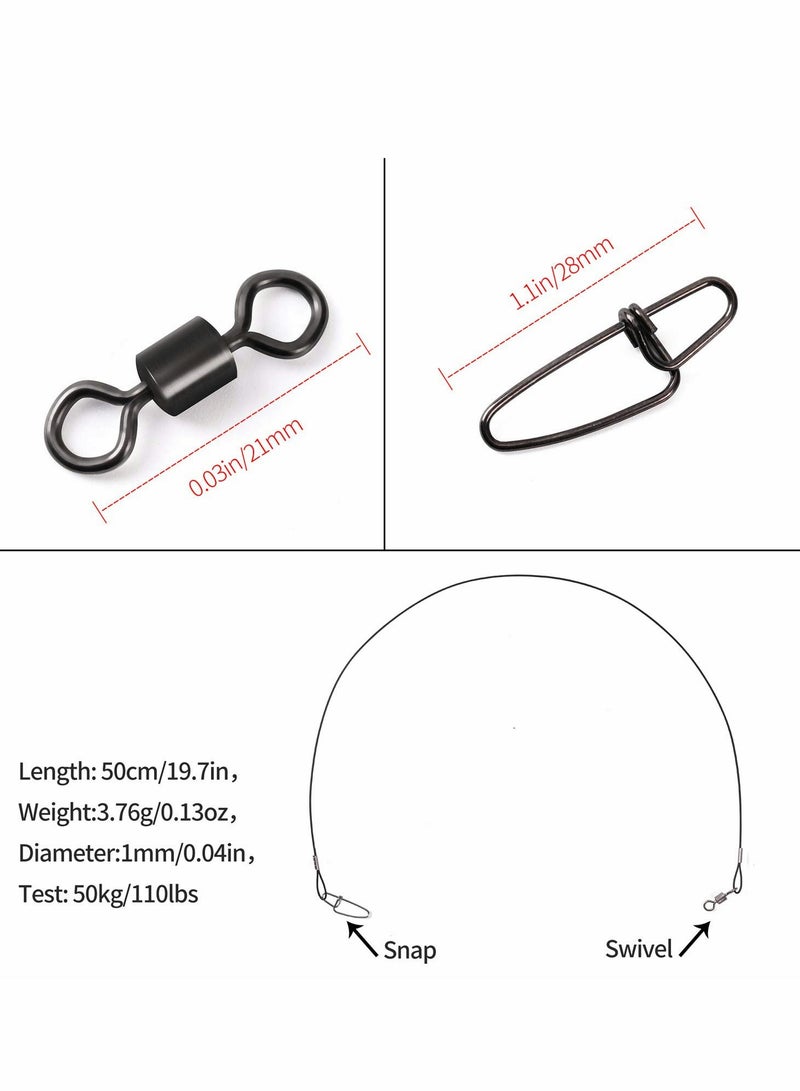 Excefore 20 Pcs Fishing Leaders with Swivels, Steel Leader Fishing line, Lure Lead Wire Line, Leading Wire, Anti-Biting LineWire Leaders for Fishing Saltwater & Freshwater, Fishing Tackle Accessories - Image 4