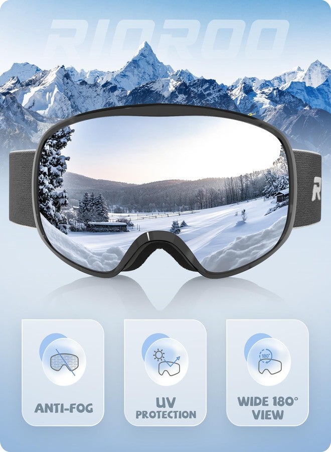 RIOROO Kids Ski Goggles- Skiing Goggles Kids 3-14 Years Compatible with OTG Over Helmet for Boys Girls, Anti-fog 100% UV Protection, Anti-glare Ski Goggles, for Skiing Snowboarding other Winter Sports - Image 3
