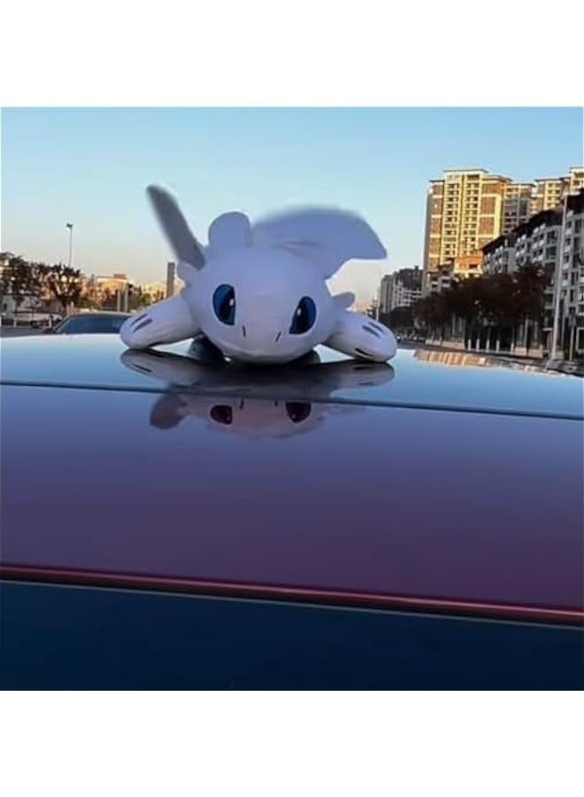 Dragon Car Accessories, Toothless Little Dragon Car Accessory Double Evil Spirit Doll with Suction Cup Helmet Car Motorcycle Sunroof Dragon Decoration (White, 10.6 inch)  - Image 4