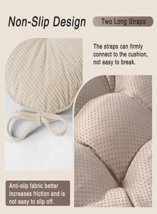 OVOV Kitchen Chair Cushions, Tufted Non-Slip Dining Chair Cushions Set of 4 Made of Soft Fabric with Ties, 17"X16"X3" (Beige) - Image 5