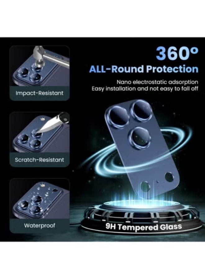 جاجيك Camera Lens Protector Compatible with iPhone 17 Pro Max | Metal Tempered Glass Rear Camera Cover | Anti-Scratch, Strong Adsorption, Case-Friendly, Easy Installation – Deep Blue - Image 2