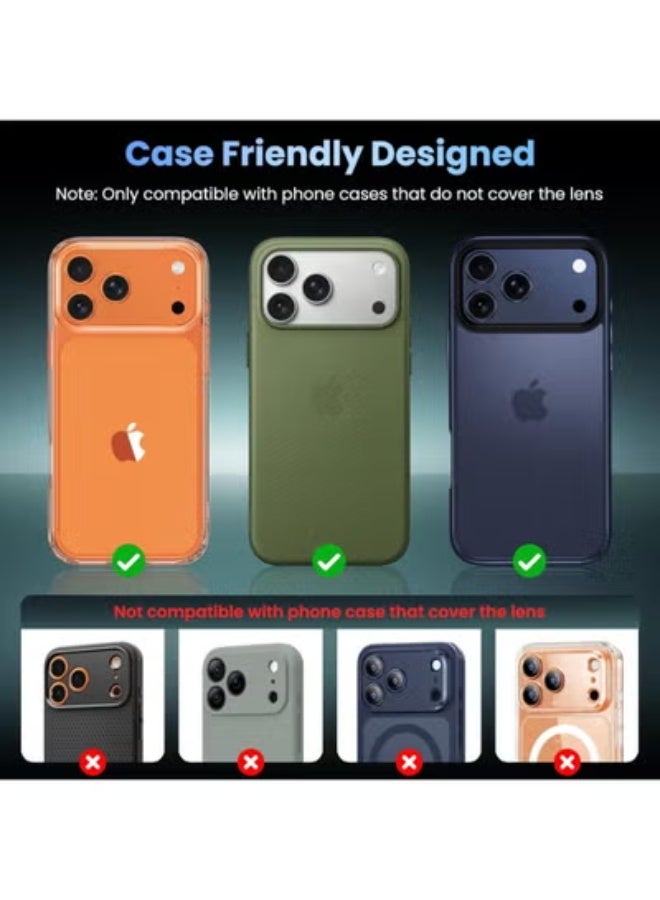 جاجيك Camera Lens Protector Compatible with iPhone 17 Pro Max | Metal Tempered Glass Rear Camera Cover | Anti-Scratch, Strong Adsorption, Case-Friendly, Easy Installation – Deep Blue - Image 4