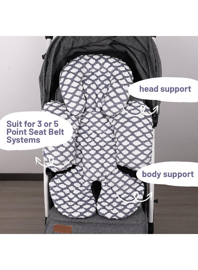 KAKIBLIN Infant Car Seat Insert, Baby Carseat Head & Body Support for Newborn, 2-in-1 Reversible Baby Car Seat Cushion, Soft Stroller Cushion Insert for Car Seats, Bouncer, Strollers, Swing (Cloud) - Image 2