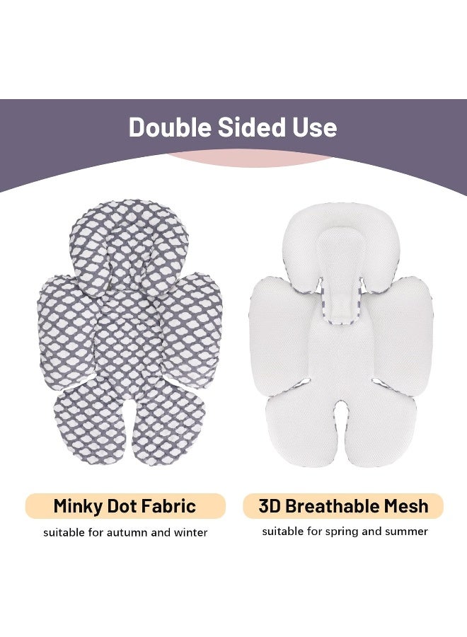 KAKIBLIN Infant Car Seat Insert, Baby Carseat Head & Body Support for Newborn, 2-in-1 Reversible Baby Car Seat Cushion, Soft Stroller Cushion Insert for Car Seats, Bouncer, Strollers, Swing (Cloud) - Image 5