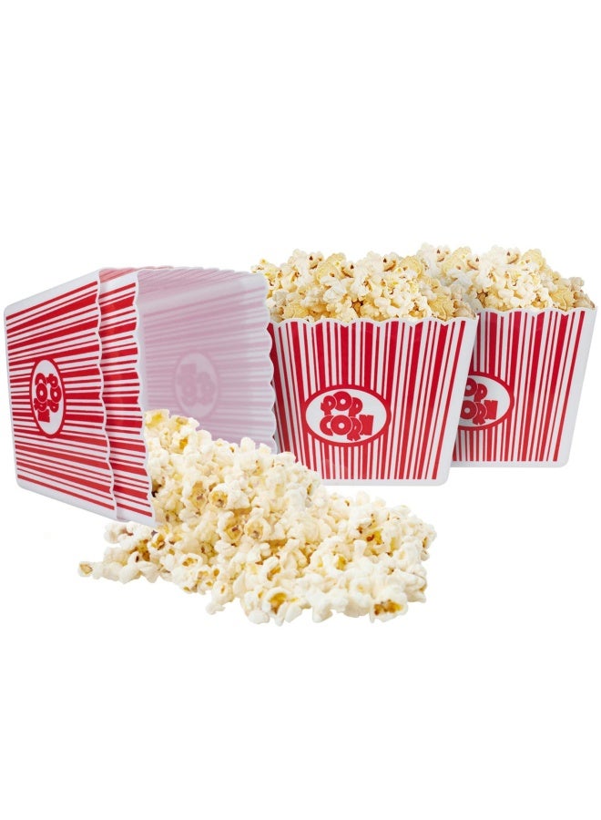 Hedume Hedume 6 Pack PoPiecesorn Containers  Plastic Movie Theater Style PoPiecesorn Container Set  Red And White Striped Classic PoPiecesorn Boxes For Movie Night  Reusable  Square  9  X 9  X 6  - Image 3