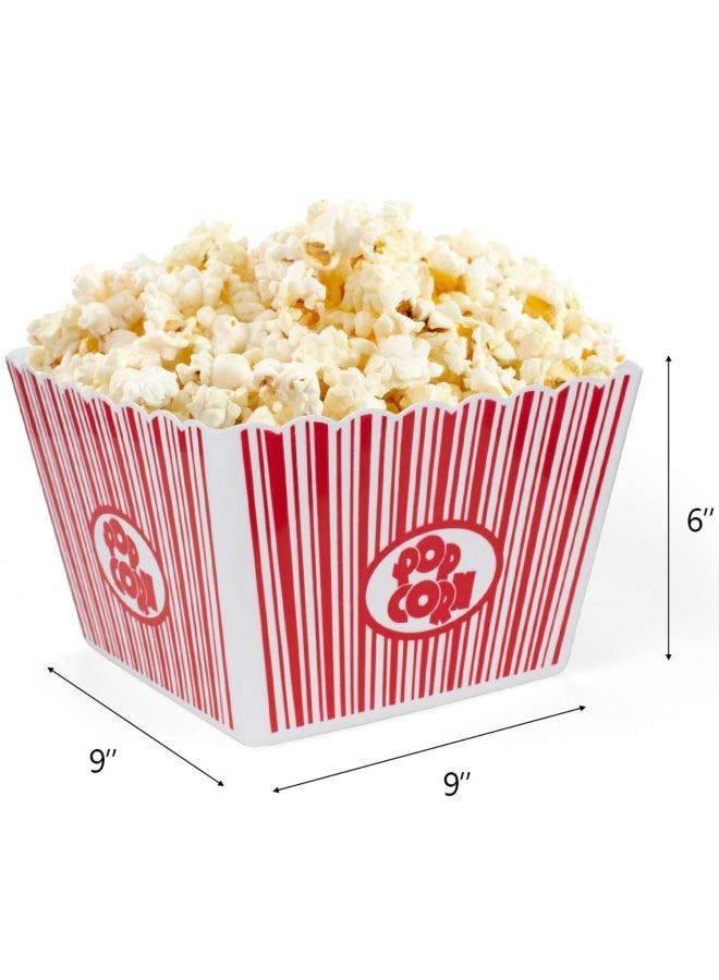 Hedume Hedume 6 Pack PoPiecesorn Containers  Plastic Movie Theater Style PoPiecesorn Container Set  Red And White Striped Classic PoPiecesorn Boxes For Movie Night  Reusable  Square  9  X 9  X 6  - Image 4