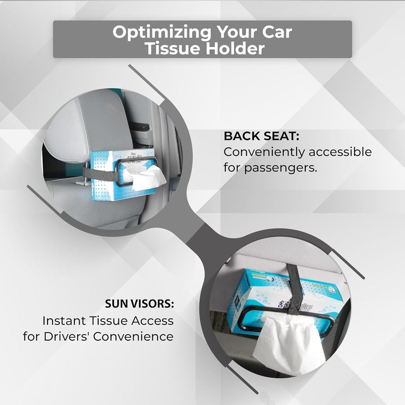 KIDWILL Tissue Box Holder - Pack of 1 |Abs Plastic Bracket with Velcro Straps | Adjustable and Flexible Easy to Use | Suitable for Cars, Suvs and Trucks, Tissue Paper Holder, Sun Visor Napkin Holder - Image 3