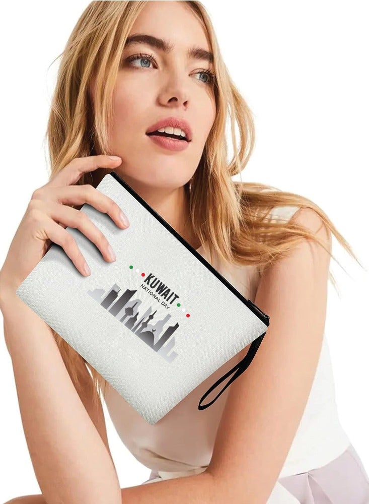 PRINTSHOP4ME Kuwait National Day with Cosmetic Bag - Makeup Bag - Gift for Any Kuwaiti - Cosmetic Pouch - Celebrate with Kuwaiti Skyline Design Makeup Pouch - Image 4