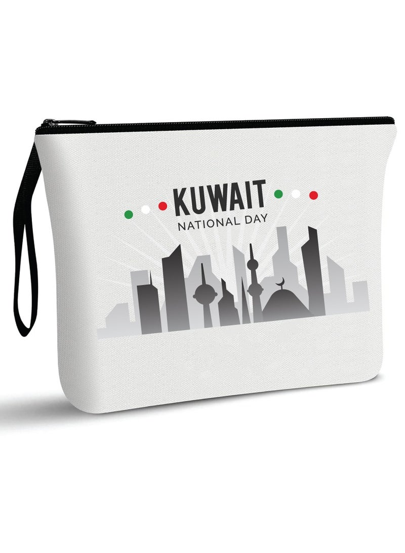 PRINTSHOP4ME Kuwait National Day with Cosmetic Bag - Makeup Bag - Gift for Any Kuwaiti - Cosmetic Pouch - Celebrate with Kuwaiti Skyline Design Makeup Pouch - Image 1