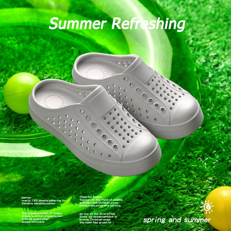 Summer Children'S Clogs For Boys And Girls Half-Slip Non-Slip Waterproof Hollow Lightweight Parent-Child Sandals Beach Shoes - Image 1