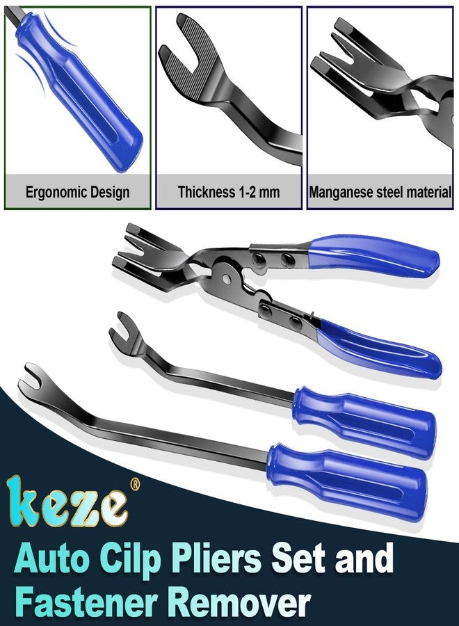 KEZE 3+4 Pcs Auto Clip Pliers Set and Fastener Remover,Car Trim Rivet Removal Pry Tool Repair Kit with Storage Bag for Automotive Door Panel,Upholstery,Plastic Fasteners - Image 4