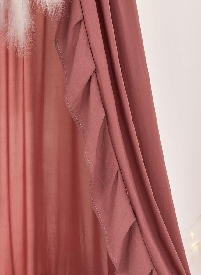 Mengersi Bed Canopy for Girls,Ruffled Canopy Bed Curtains Canopy for Girls Room,Hanging Canopy Princess Play Tent for Reading Nook Play Room Decor (JujubeRed) - Image 5