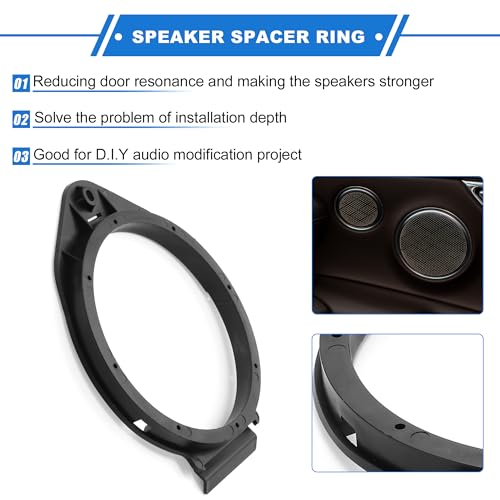 VekAuto 2 Pcs Speaker Spacer Ring Tweeter Speaker Spacer Adapter for GMC Yukon 2007-2019 Waterproof for 6.5'' ABS Black Front Rear - Image 3