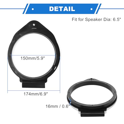 VekAuto 2 Pcs Speaker Spacer Ring Tweeter Speaker Spacer Adapter for GMC Yukon 2007-2019 Waterproof for 6.5'' ABS Black Front Rear - Image 5
