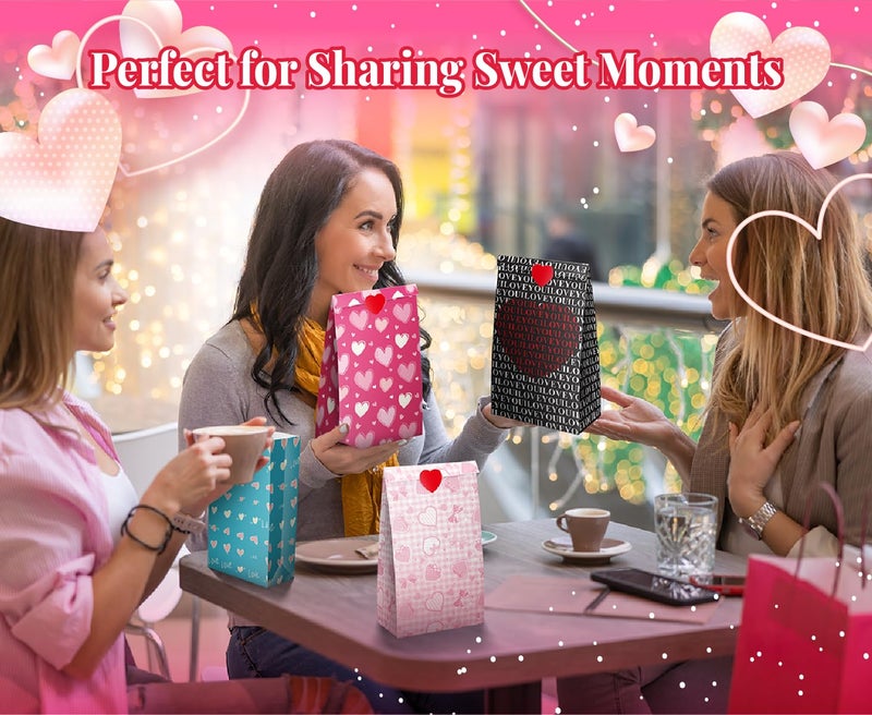 Linelglobal Valentine Goodie Bag for Kids Class School Treat, Party Favor, Anniversary Bag 7.87" Heart (24 Pack) - Image 4