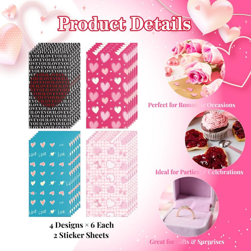 Linelglobal Valentine Goodie Bag for Kids Class School Treat, Party Favor, Anniversary Bag 7.87" Heart (24 Pack) - Image 3