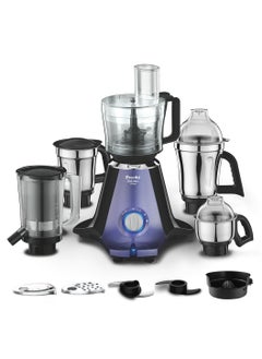 Preethi Zodiac Glitter MG 264, 750 Watt Mixer Grinder, 5 Jars (3 Stainless steel Jars +1 Juicer Jar+1 Master Chef Plus Food processor Jar), Lavender/Black