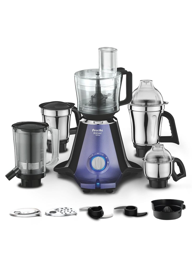 Generic - Preethi Zodiac Glitter MG 264, 750 Watt Mixer Grinder, 5 Jars (3 Stainless steel Jars +1 Juicer Jar+1 Master Chef Plus Food processor Jar), Lavender/Black - Image 1