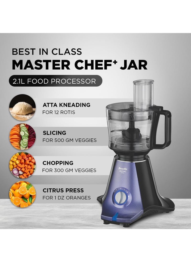 Generic - Preethi Zodiac Glitter MG 264, 750 Watt Mixer Grinder, 5 Jars (3 Stainless steel Jars +1 Juicer Jar+1 Master Chef Plus Food processor Jar), Lavender/Black - Image 1