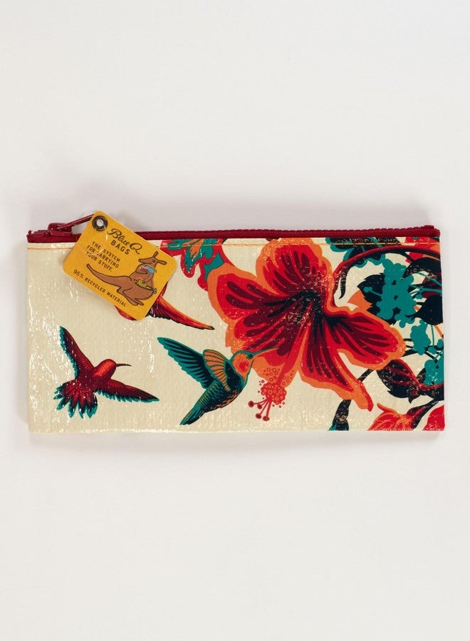 Blue Q Hummingbird Pencil Case Chunky Zipper, Sturdy and Easy-to-Wipe-Clean, 4.25" h x 8.5" w. Made from 95% Recycled Material. - Image 2