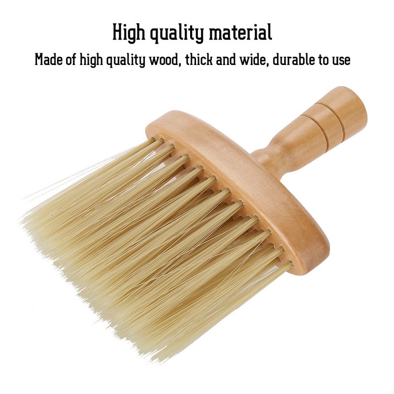 Neck Face Duster Brush: Solid Wooden Anti-Slip Handle - Soft Nylon Bristles Hair Sweep Brush for Barber Salon Home Haircut Cleaning - Image 3