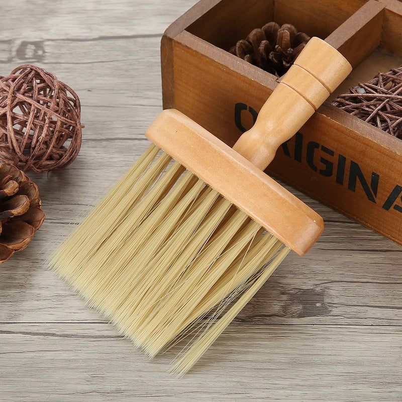 Neck Face Duster Brush: Solid Wooden Anti-Slip Handle - Soft Nylon Bristles Hair Sweep Brush for Barber Salon Home Haircut Cleaning - Image 4