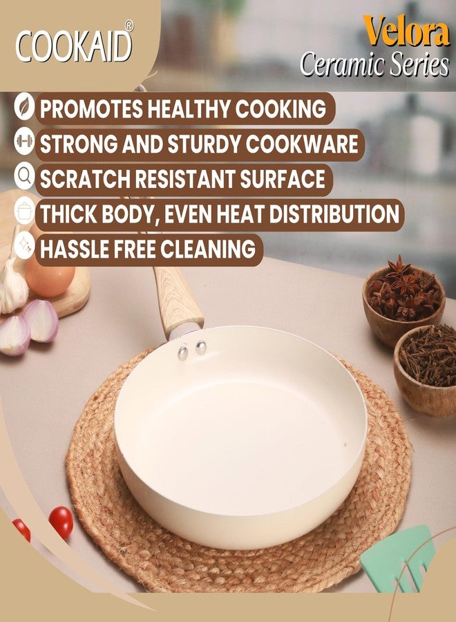 COOKAID Ceramic Sauce Pan 22cm 1.2 Litre | Velora Saucepan Non Stick Coating | ISI Certified | Non-Toxic Aluminium Tea Pan for Cooking | Cookware Pot, Pans Milk, Coffee Cooktops Home/Kitchen - Image 4