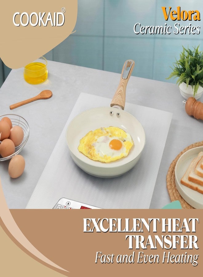 COOKAID Ceramic Sauce Pan 22cm 1.2 Litre | Velora Saucepan Non Stick Coating | ISI Certified | Non-Toxic Aluminium Tea Pan for Cooking | Cookware Pot, Pans Milk, Coffee Cooktops Home/Kitchen - Image 3