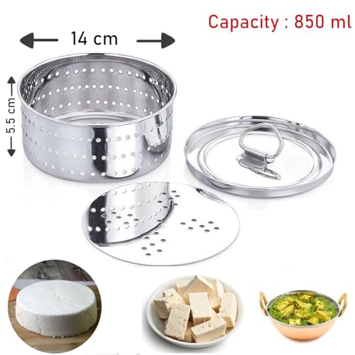 Missippi Stainless Steel Round shaped Paneer Maker/Paneer Cheese/Tofu/Mould/Press Maker -850 ml Capacity - Image 2